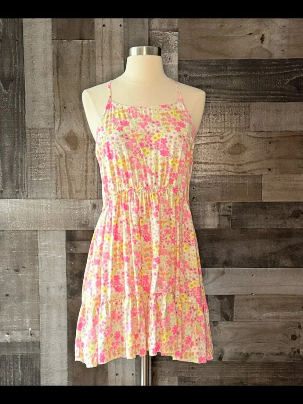 The Children's Place neon floral dress girl size 16 summer vacation garden party